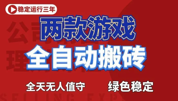海外游戏全自动搬砖,日入1k+,全天无人值守,绿色稳定!【揭秘】