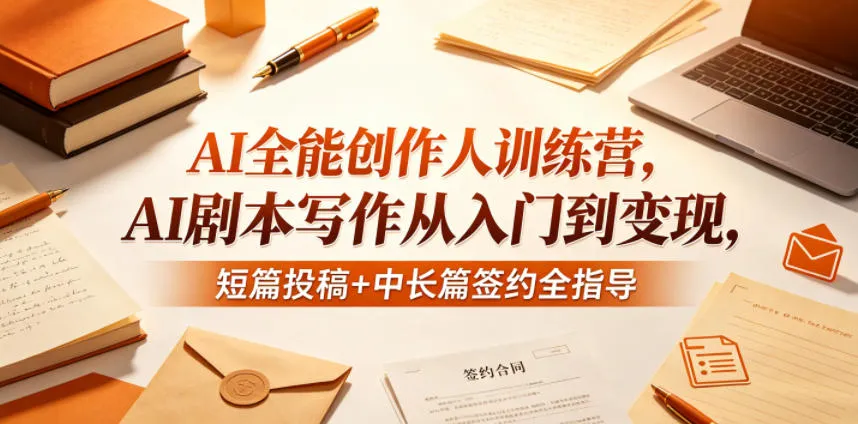 AI全能创作人训练营，AI剧本写作从入门到变现，短篇投稿+中长篇签约全指导-来缘阁