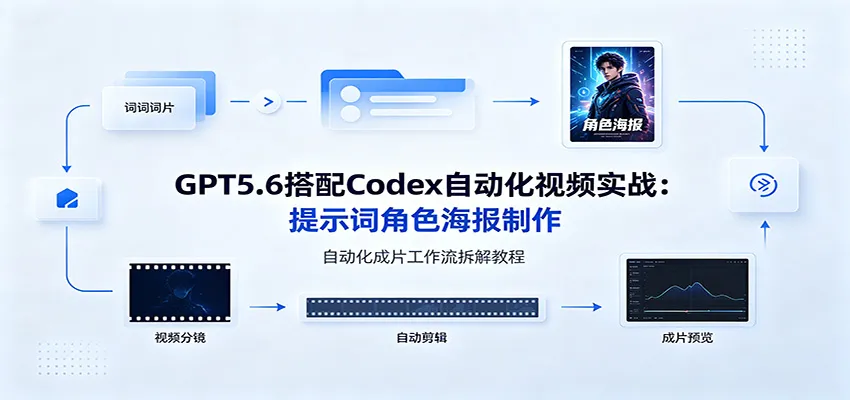GPT5.6搭配Codex自动化视频实战:提示词角色海报制作,自动化成片工作流拆解教程-来缘阁