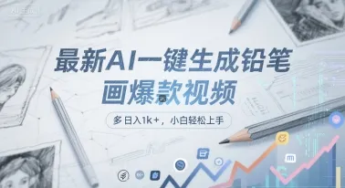 最新AI一键生成铅笔画爆款视频，多平台分发，日 入1k+，小白轻松上手【揭秘】-来缘阁