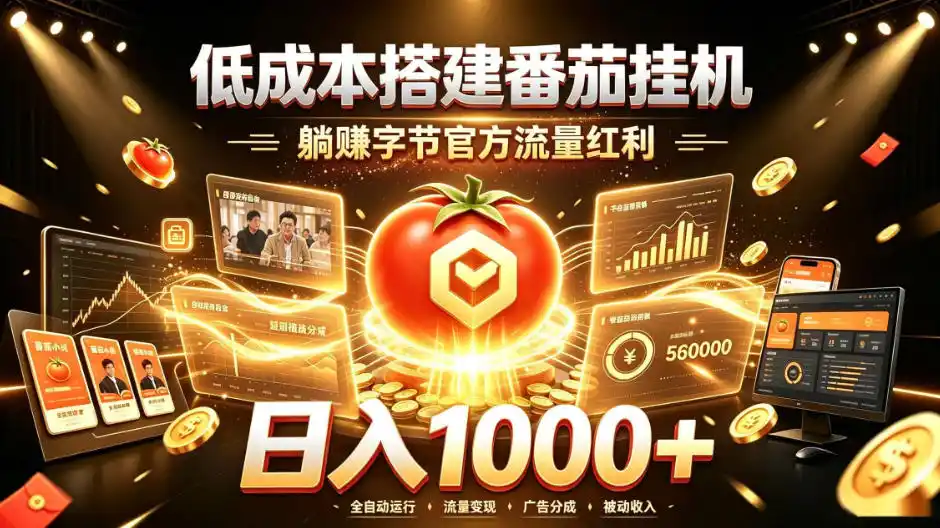 低成本搭建番茄挂G，躺賺字节官方流量红利，日入1k+，全程傻瓜式落地【揭秘】-来缘阁