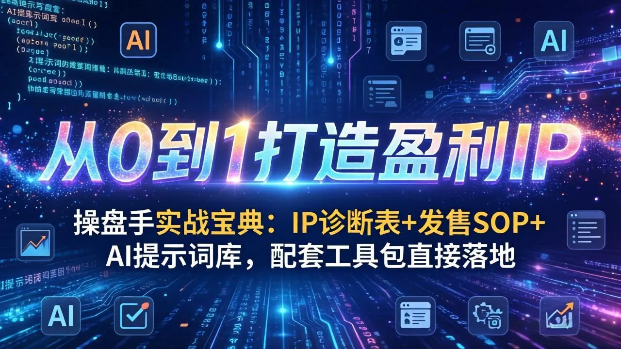 操盘手实战宝典：IP诊断表+发售SOP+AI提示词库，配套工具包直接落地，从0到1打造盈利IP-来缘阁