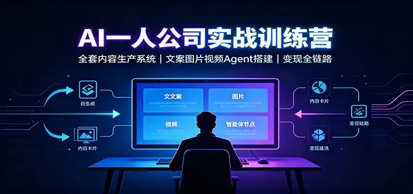 AI创作一人公司实战训练营：全套内容生产系统，文案图片视频Agent搭建变现全链路-来缘阁