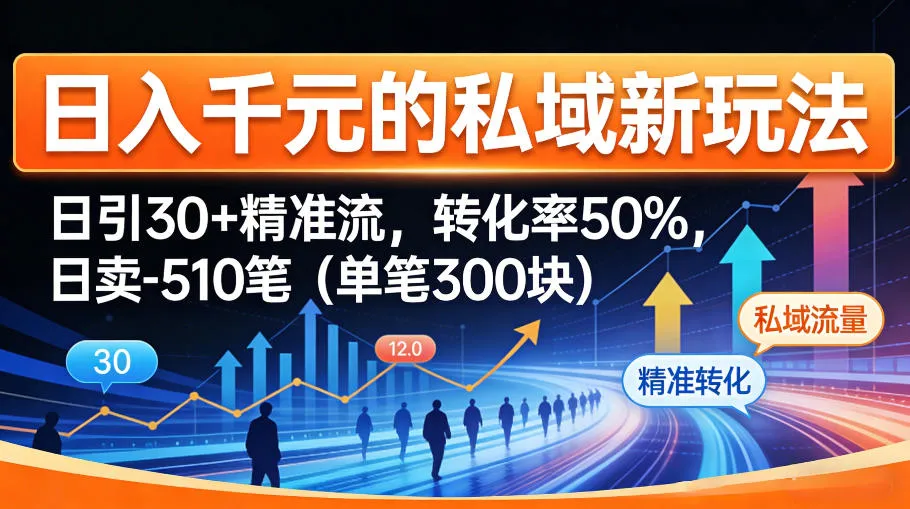 日入千米的私域新玩法：日引30＋精准流，转化率50%，日卖5-10笔(单笔300米)-来缘阁