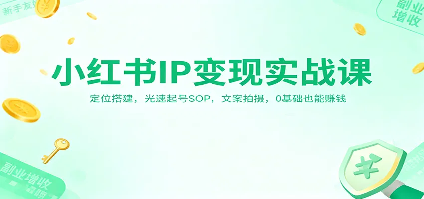 小红书IP变现实战课：定位搭建，光速起号SOP，文案拍摄，0基础也能赚钱-来缘阁