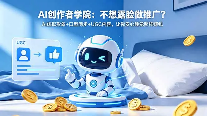 AI创作者学院：不想露脸做推广？AI虚拟形象+口型同步+UGC内容，让你安心睡觉照样赚钱-来缘阁