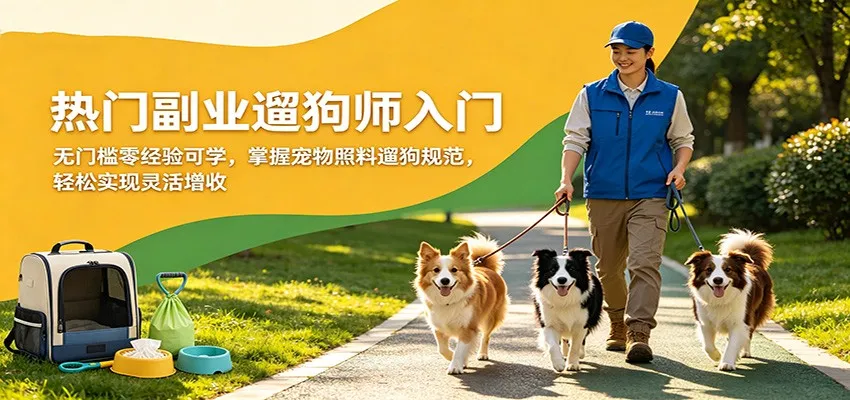 热门副业遛狗师入门，无门槛零经验可学，掌握宠物照料遛狗规范，轻松实现灵活增收-来缘阁