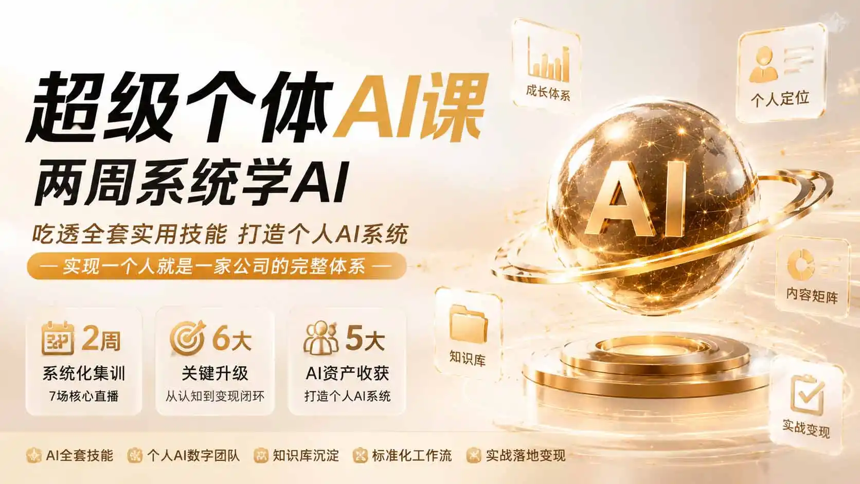 超级个体AI课 两周系统学AI;吃透全套实用技能打造个人AI系统,实现一个人就是一家公司的完整体系(更新0823-来缘阁