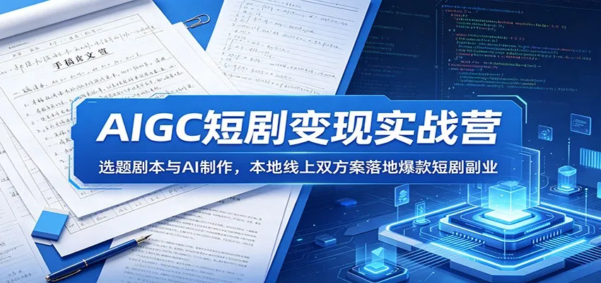 AIGC短剧变现实战营：选题剧本与AI制作，本地线上双方案落地爆款短剧副业-来缘阁