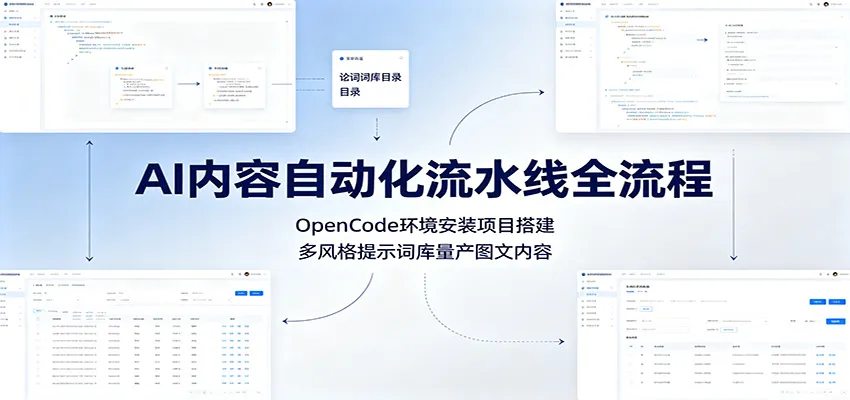 AI内容自动化流水线全流程:OpenCode环境安装项目搭建,多风格提示词库量产图文内容-来缘阁