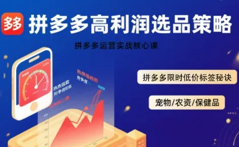 拼多多选品暴利技术实战课,拼多多高利润选品策略,拼多多限时低价标签秘诀-来缘阁