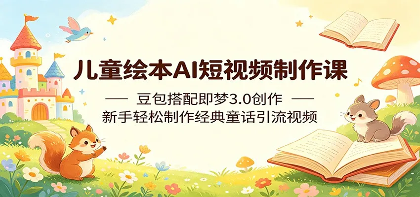 儿童绘本AI短视频制作课:豆包搭配即梦3.0创作,新手轻松制作经典童话引流视频-来缘阁