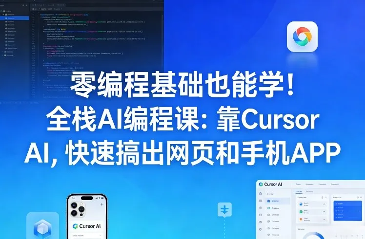 零编程基础也能学！全栈AI编程课：靠Cursor AI，快速搞出网页和手机APP-来缘阁