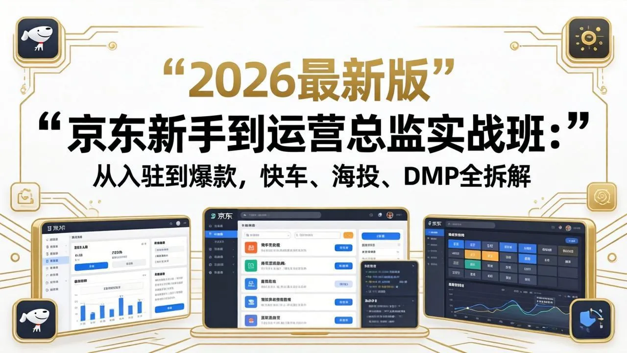 京东新手到运营总监实战班：从入驻到爆款，快车、海投、DMP全拆解，2026最新版-来缘阁