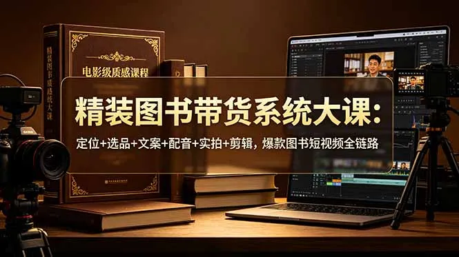 精装图书带货系统大课：定位+选品+文案+配音+实拍+剪辑，爆款图书短视频全链路-来缘阁