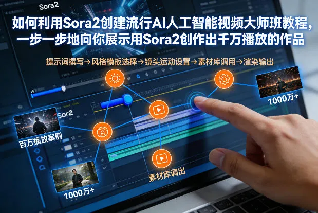 如何利用Sora2创建流行AI人工智能视频大师班，一步一步地向你展示用Sora2创作出千万播放的作品-来缘阁