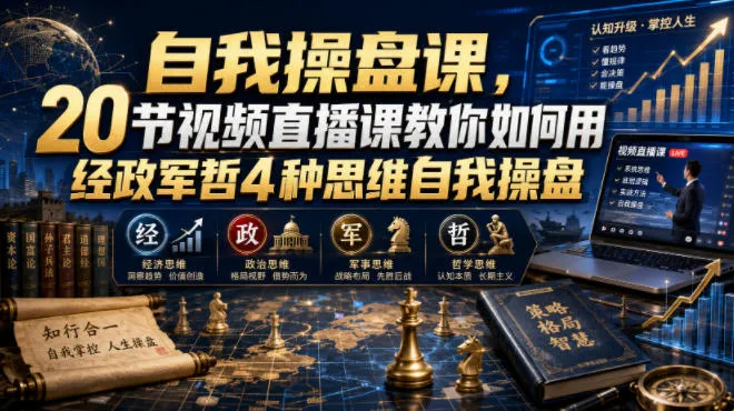 自我操盘课,20节视频直播课教你如何用经政军哲4种思维自我操盘-来缘阁