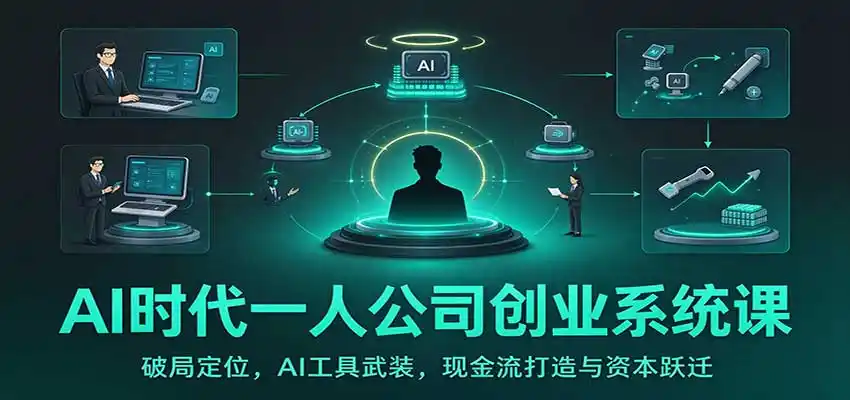 AI时代一人公司创业系统课:破局定位,AI工具武装,现金流打造与资本跃迁-来缘阁