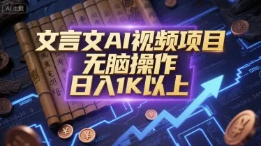 文言文AI视频项目，无脑操作，日入1K以上-来缘阁