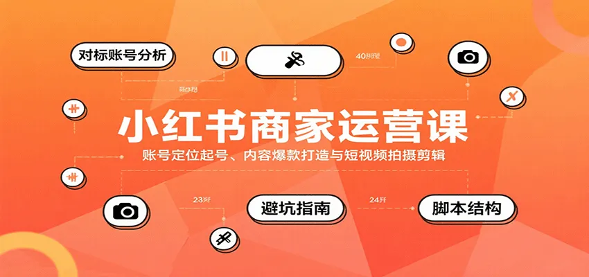 小红书商家运营课，账号定位起号、内容爆款打造与短视频拍摄剪辑-来缘阁