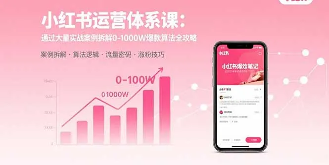 小红书运营体系课：通过大量实战案例拆解0-1000W爆款算法全攻略-来缘阁