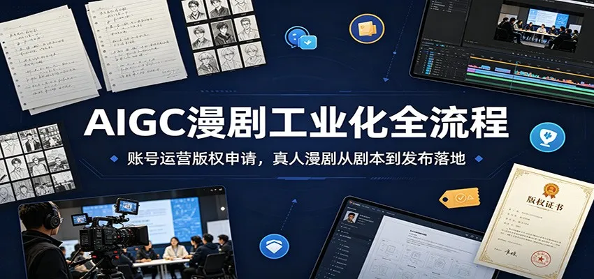 AIGC漫剧工业化全流程：账号运营版权申请，真人漫剧从剧本到发布落地-来缘阁