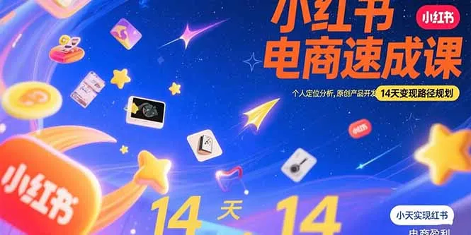 小红书虚拟电商速成课：个人定位分析，原创产品开发，14天变现路径规划-来缘阁