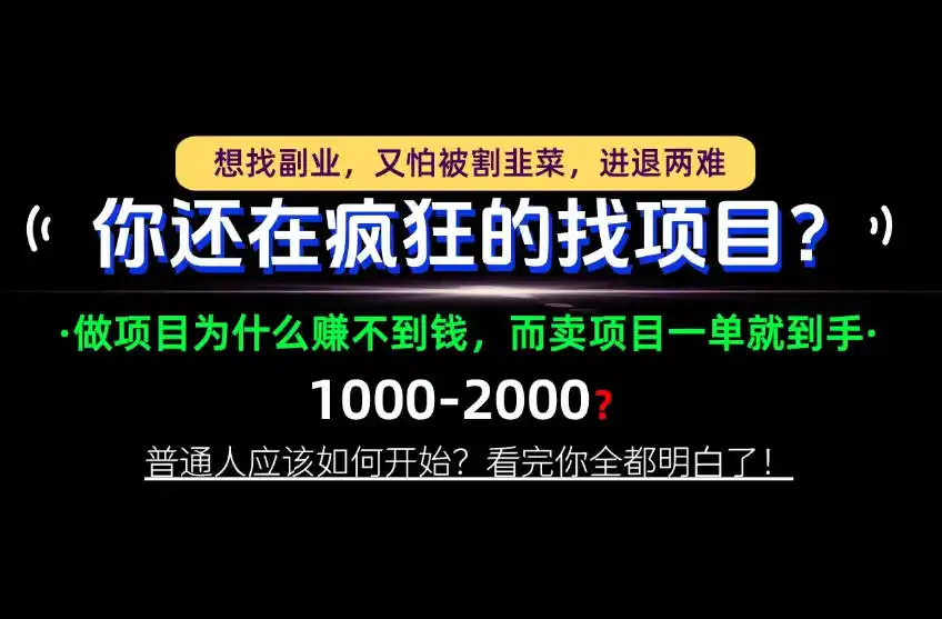 你还在疯狂的找项目?别傻了!卖项目才是真正的一本万利!怎么做,看完你全都明白!【揭秘】-来缘阁