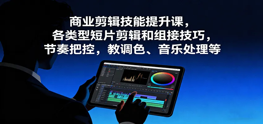 商业剪辑技能提升课，各类型短片剪辑和组接技巧，节奏把控，教调色、音乐处理等-来缘阁