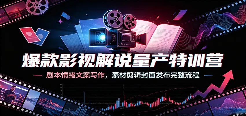 爆款影视解说量产特训营:剧本情绪文案写作,素材剪辑封面发布完整流程-来缘阁
