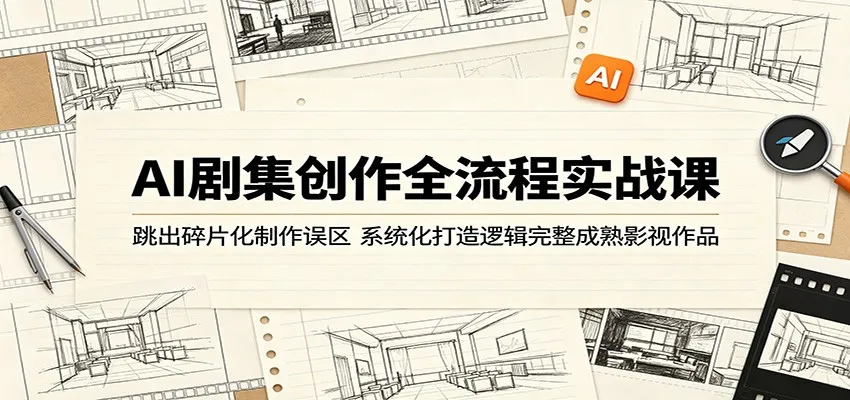 AI剧集创作全流程实战课：跳出碎片化制作误区，系统化打造逻辑完整成熟影视作品-来缘阁
