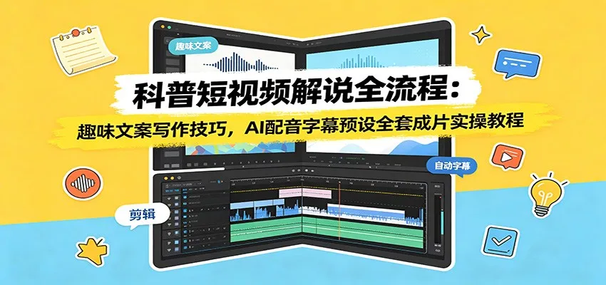科普短视频解说全流程:趣味文案写作技巧,AI配音字幕预设全套成片实操教程-来缘阁