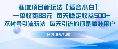 私域项目新玩法【适合小白】 一单收费88.每天稳定收益几张-来缘阁