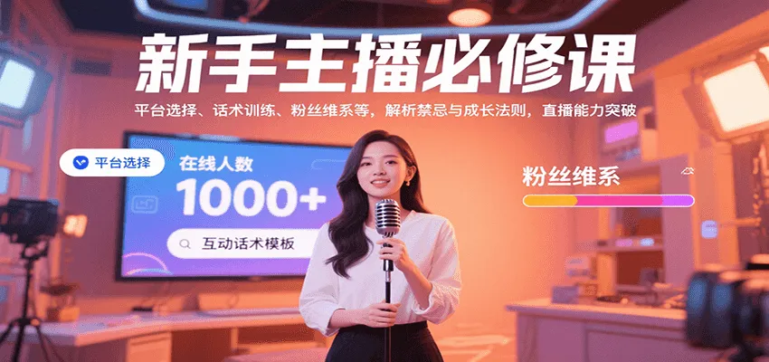 新手主播必修课：平台选择、话术训练、粉丝维系等，解析禁忌与成长法则，突破直播能力-来缘阁