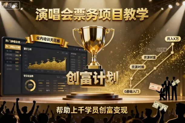 演唱会票务项目教学，业内培训天花板，帮助上千学员创富变现(更新)-来缘阁
