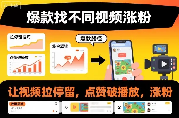 爆款找不同视频涨粉，让视频拉停留，实现点赞，破播放，涨粉-来缘阁