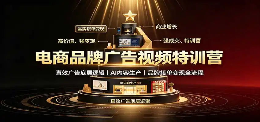 电商品牌广告视频特训:直效广告底层逻辑,AI内容生产,品牌接单变现全流程-来缘阁