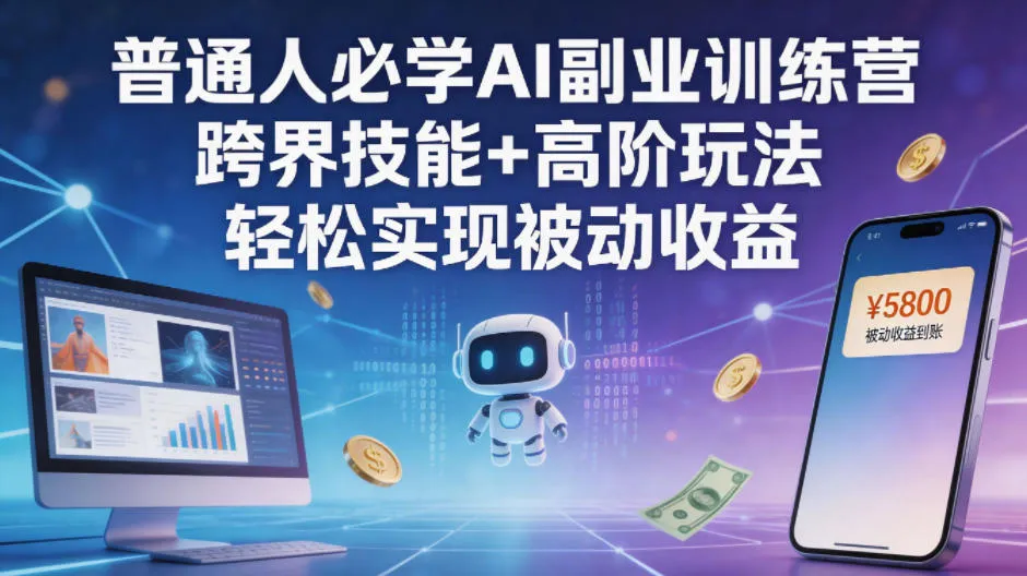 普通人必学AI副业训练营跨界技能+高阶玩法轻松实现被动收益-来缘阁