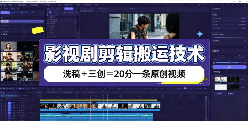 影视剧剪辑搬运技术,洗稿+三创=20分一条原创视频-来缘阁