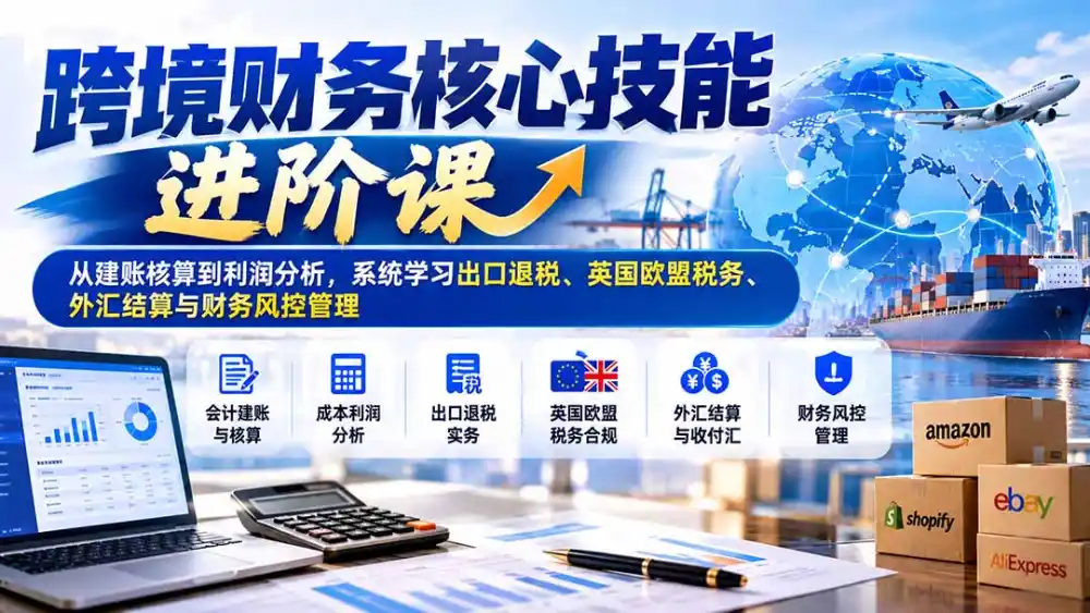 跨境财务核心技能进阶课:从建账核算到利润分析,系统学习出口退税、英国欧盟税务、外汇结算与财务风控管理-来缘阁