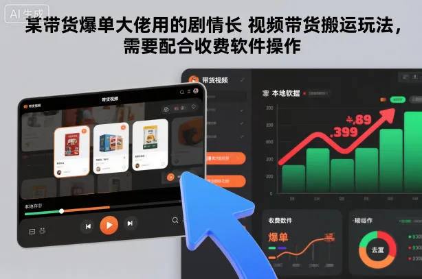 某带货爆单大佬用的剧情长视频带货搬运玩法，需要配合收费软件操作-来缘阁