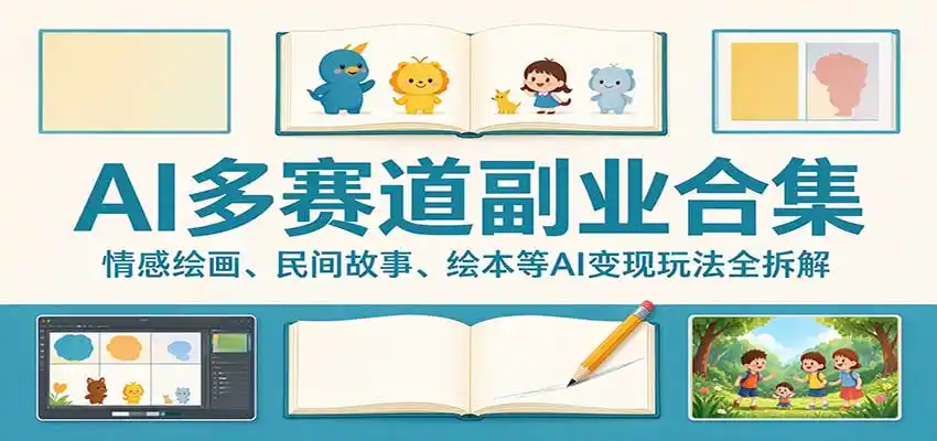 AI多赛道副业合集：情感绘画、民间故事、绘本等AI变现玩法全拆解-来缘阁