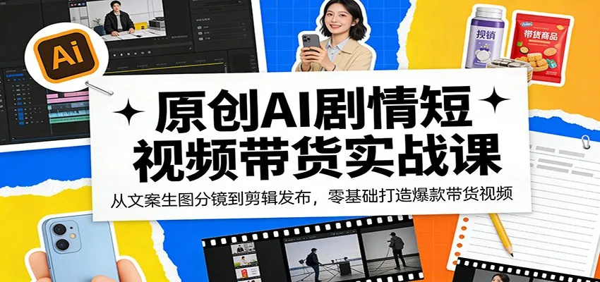 原创AI剧情短视频带货实战课：从文案生图分镜到剪辑发布，零基础打造爆款带货视频-来缘阁