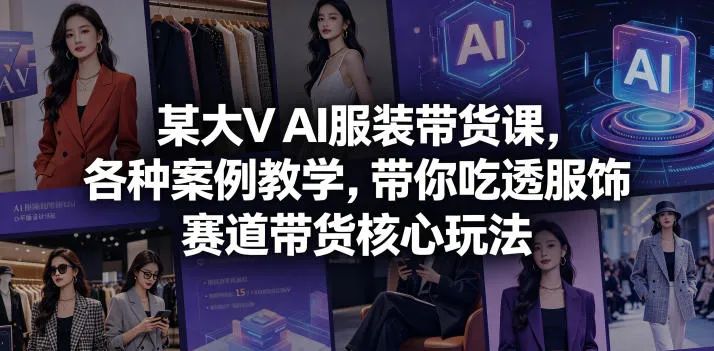 某大V AI服装带货课，各种案例教学，带你吃透服饰赛道带货核心玩法-来缘阁