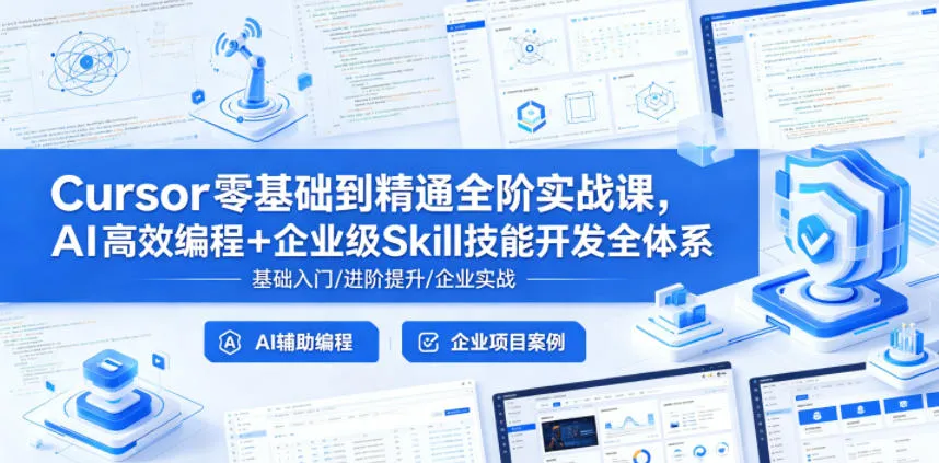 Cursor零基础到精通全阶实战课，AI高效编程+企业级Skill技能开发全体系-来缘阁