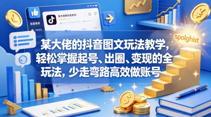 某大佬的抖音图文玩法教学，轻松掌握起号、出圈、变现的全套玩法，少走弯路高效做账号-来缘阁