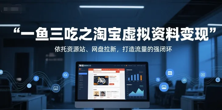 一鱼三吃之淘宝虚拟资料变现，依托资源站、网盘拉新，打造流量的强闭环-来缘阁