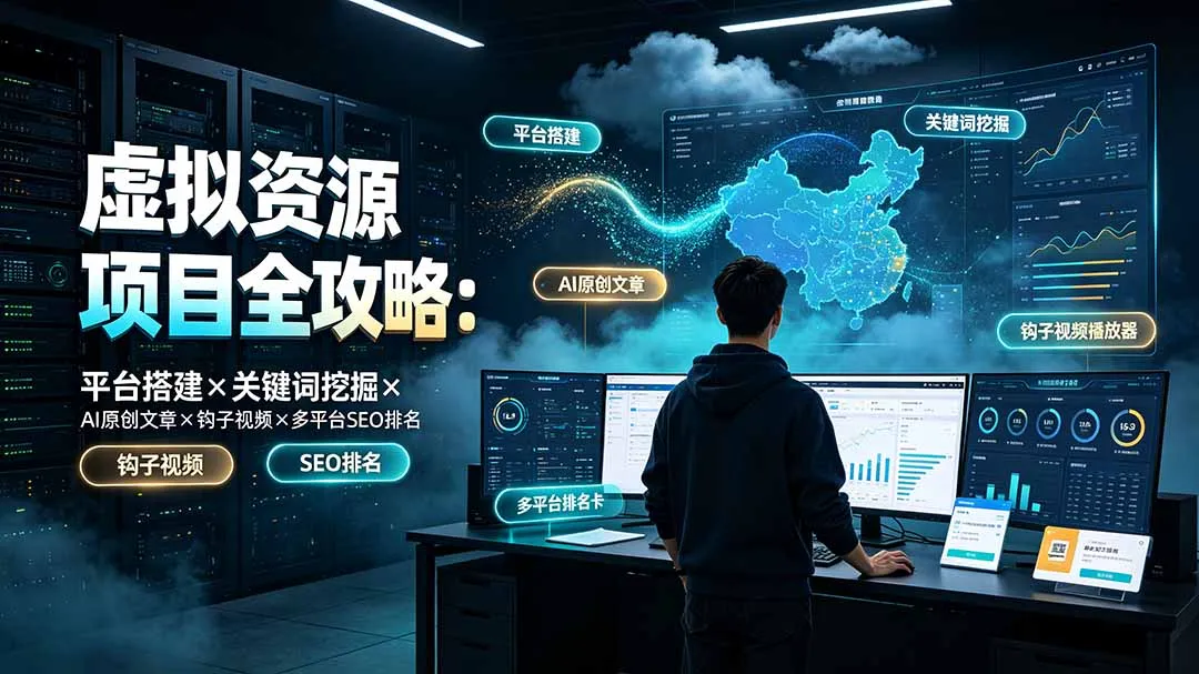 虚拟资源项目全攻略：平台搭建×关键词挖掘×AI原创文章×钩子视频×多平台SEO排名-来缘阁