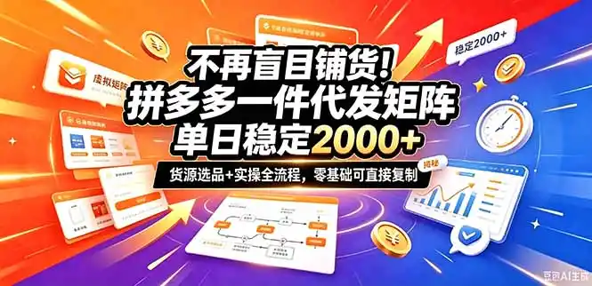 不再盲目铺货！拼多多一件代发矩阵落地攻略，提供优质货源店铺运营全流程，零基础可直接复制-来缘阁