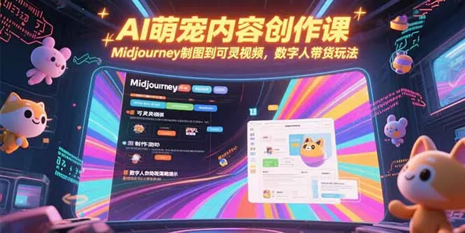 AI萌宠内容创作课，Midjourney制图到可灵视频，数字人带货玩法-来缘阁